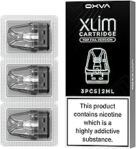Vaporr's, Oxva Xlim V3 (Top Fill) Cartridge Pod 0.8ohm/1.2ohm Coil [3 Pack] and 2ml Capacity (No Nicotine) TBD, Compatible with Oxva Xlim Device (0.8 ohm)