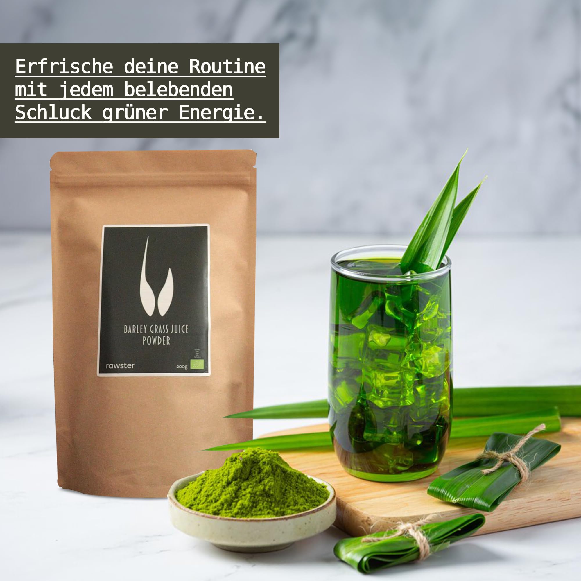 Succo di erba d'orzo biologico in polvere, certificato di alta qualità, 100% solubile in polvere, succo d'erba d'orzo in polvere, rawster (400 g)