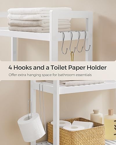 Miniatura 8 de SONGMICS Over The Toilet Storage, 3-Tier Over Toilet Bathroom Organizer with Adjustable Shelf, 10.2 x 24.8 x 66.9 Inches, Space-Saving, Cloud White