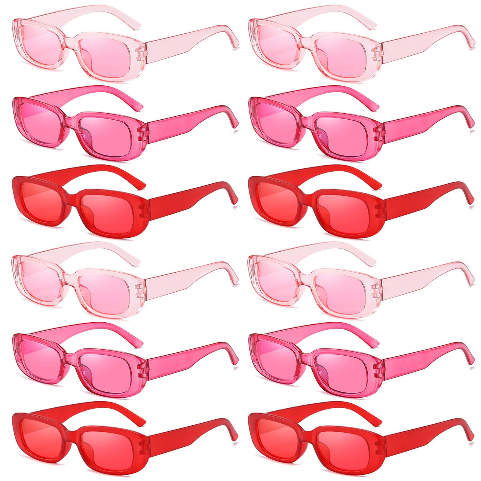 QYVEWY 12 Pack Color Rectangle Sunglasses Bulk 90s Y2K Trendy Sun Glasses for Bachelorette Party