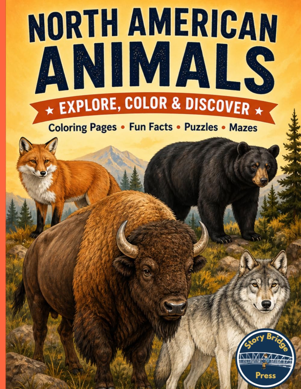 North American Animals: Explore, Color & Discover!: Educational Fun with Mazes, Word Searches, Crossword Puzzles, and Wildlife Facts