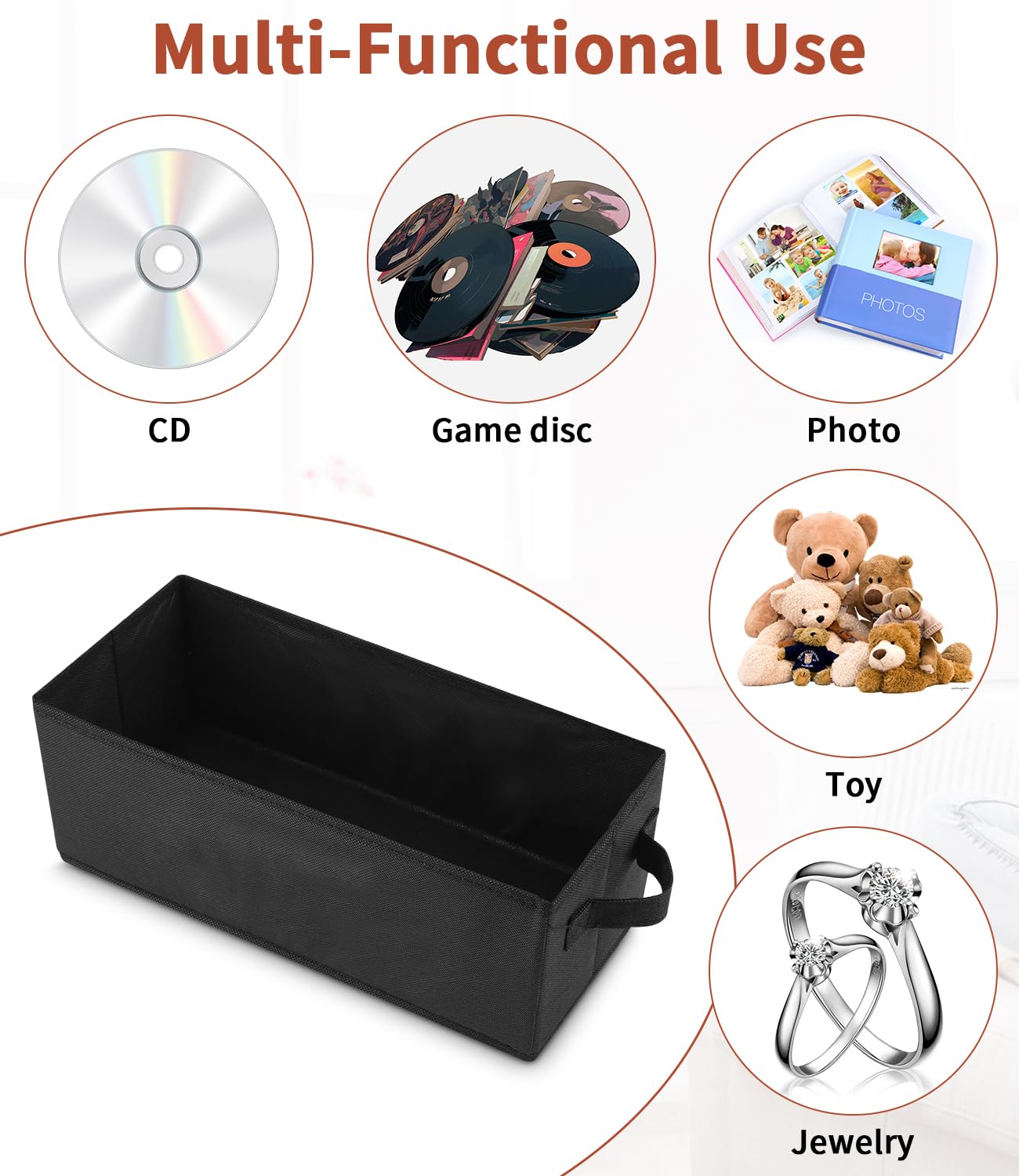 Scatola Porta CD con Coperchio – Set da 4 – Grande Capacità fino a 165 CD – Portatile & Antipolvere – Ideale per Casa, Ufficio & Viaggi