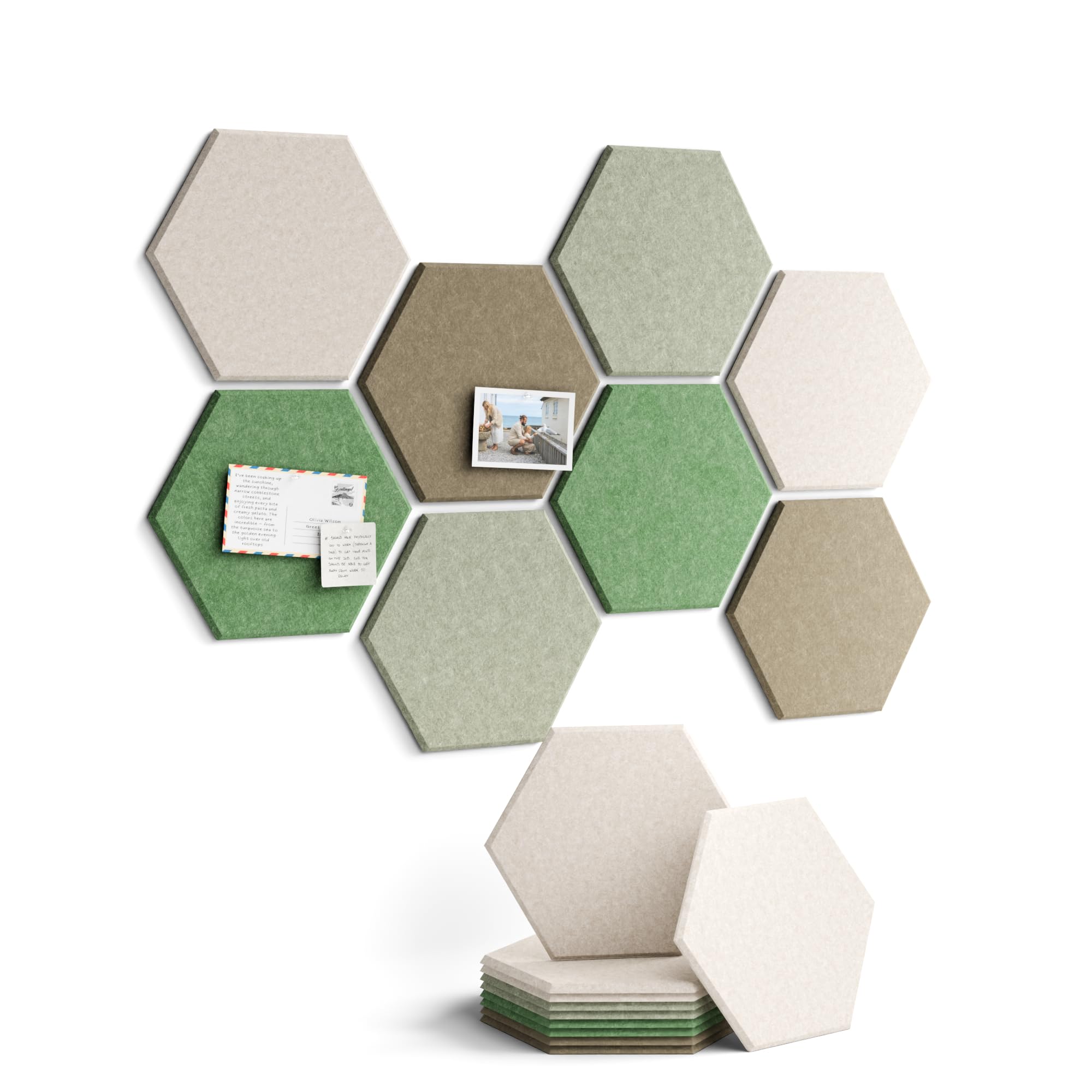 Fluxynara 8-Pack Hexagon Cork Board Alternative Wall Decor, Moss Haven