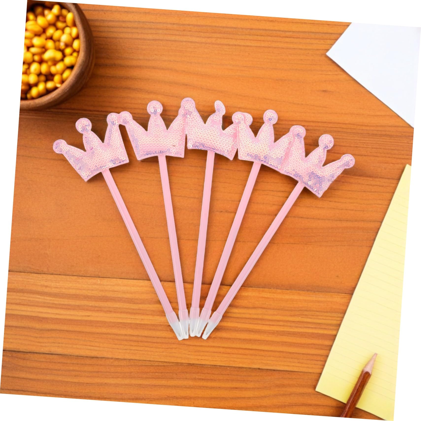 Lot De 5 Stylos À Paillettes Pour Femmes Jolis Stylos À Encre Gel Fantaisie À Paillettes Pour Invités Pour Étudiants À Motifs De Kawaii Jolis