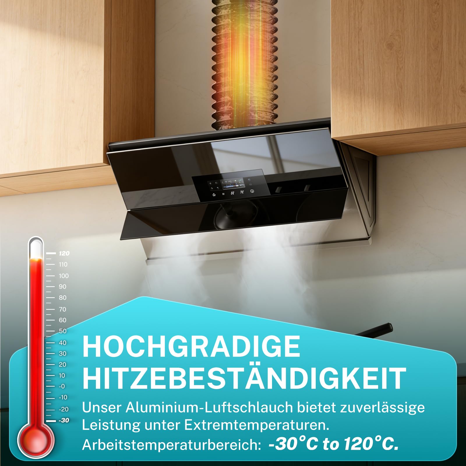 HG Power Tuyau en aluminium de 150 mm de longueur de 2 m renforcé et flexible avec 2 colliers de serrage pour hotte aspirante, ventilateur de tuyau, sèche-linge, climatisation, noir