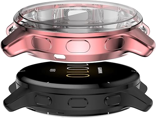 Vista 5 de Funda compatible con Garmin Venu 2 Plus Watch Protector de pantalla, funda protectora completa, accesorios de parachoques de TPU suave (rosa)