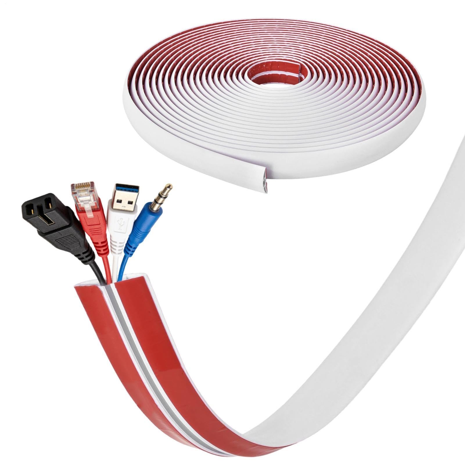 20M Flexibler Kabelkanal 5 cm Breit, Selbstklebende PVC Kabelführung Mit Anti-Stolper-Profil Für Boden & Wand, Einfach Zuschneidbar, Selbstklebender Kabelkanal Boden Für Zuhause & Büro