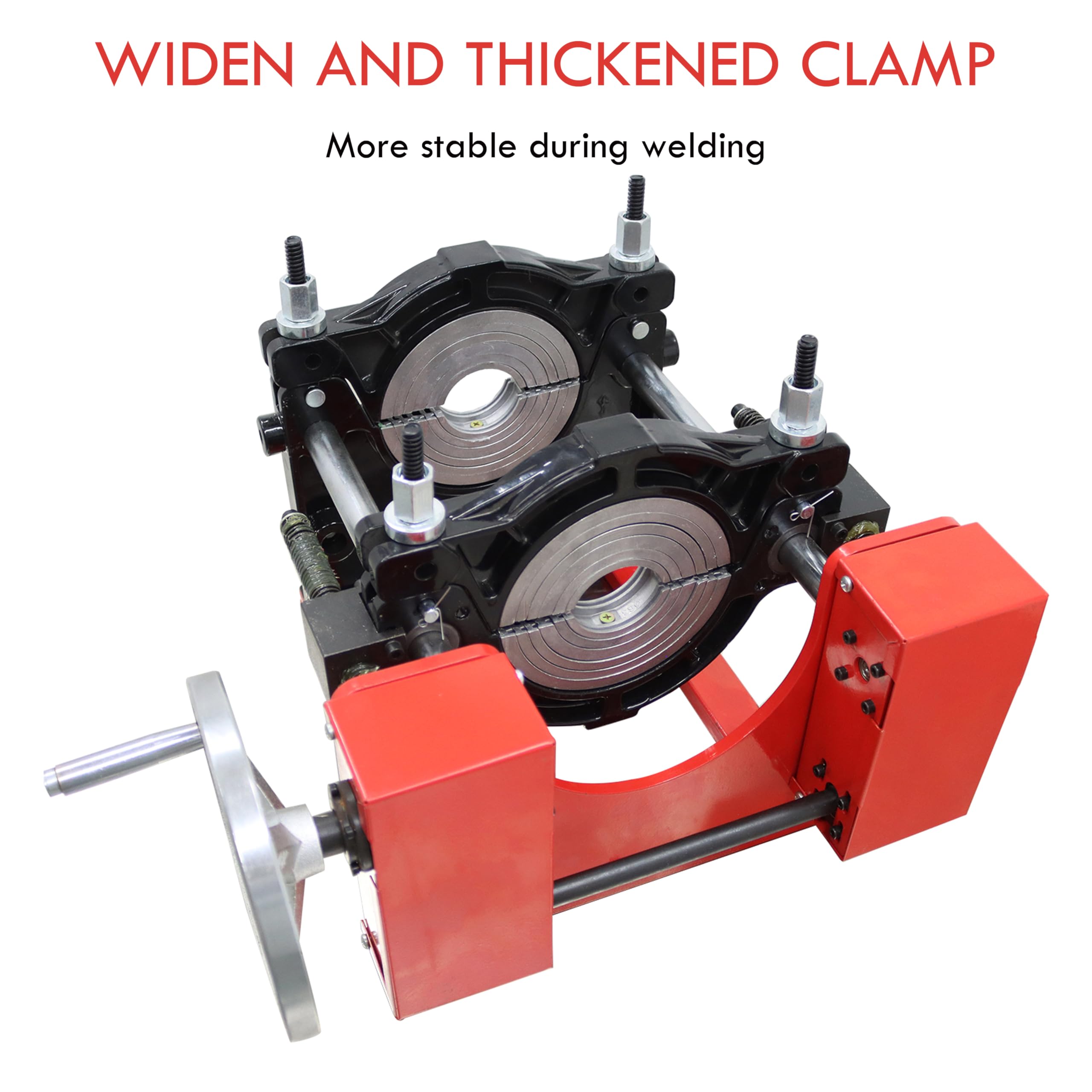TECHTONGDA Manual Pipe Welder Electric Tube Butt Fusion Machine Hot Melt Solder for PE PB PVDF PPR 2.48-6.3inch Two Clamps with Hand Wheel