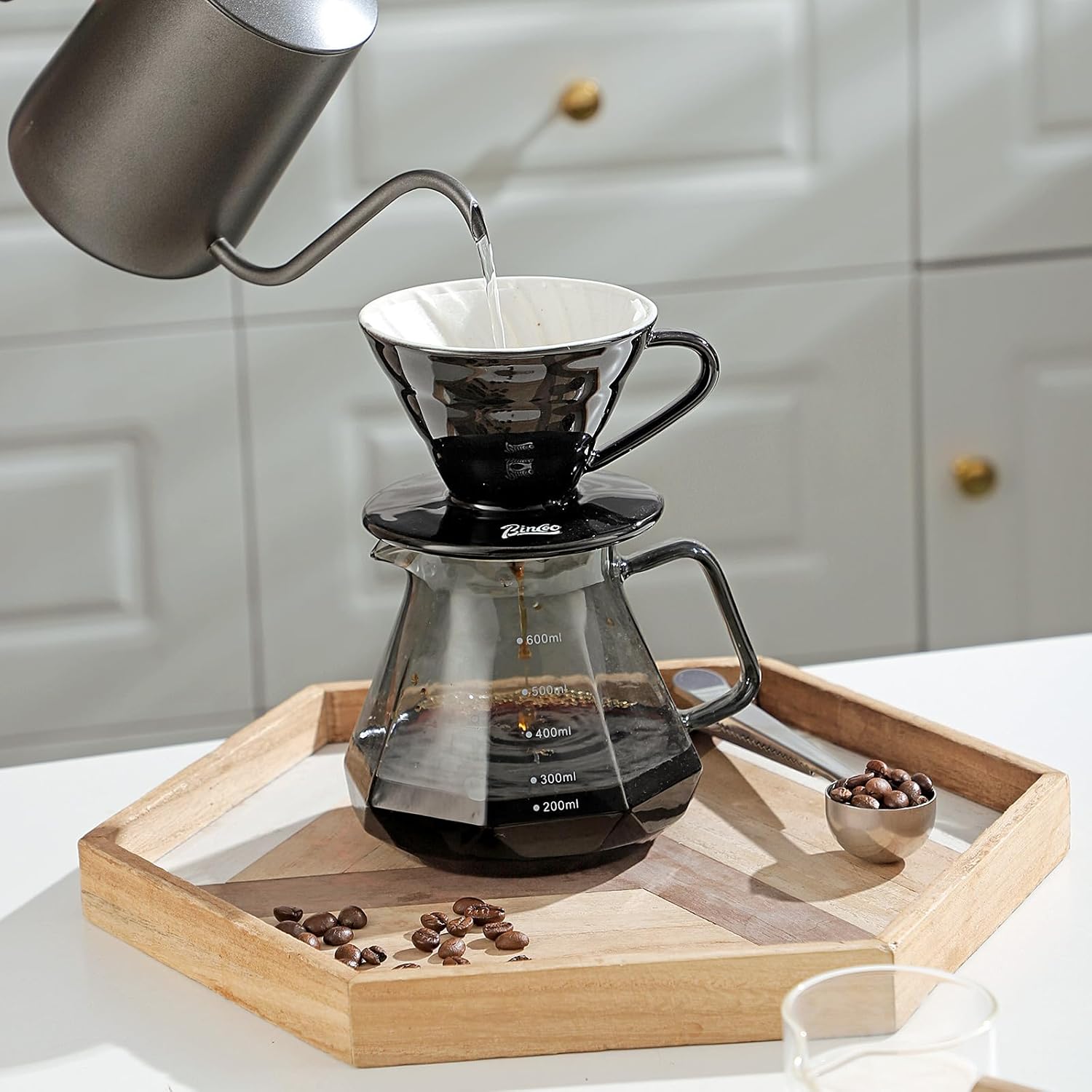 Bincoo Pour Over Coffee Dripper-Ceramic Coffee Dripper Pour Over Cone Coffee Maker Size 01,Portable Coffee Maker For for Home, Cafe, Restaurants (Black)