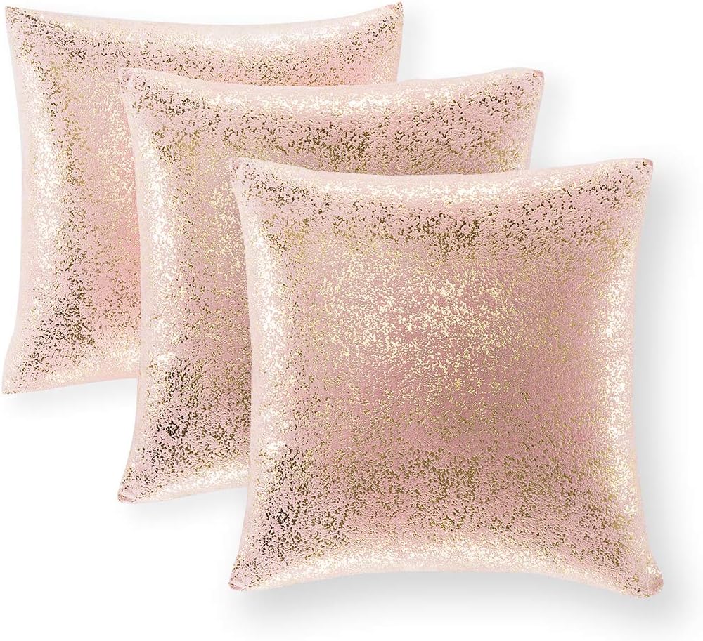 Xinrjojo Pack of 3, Sparkling Decorative Suede Pillow Covers Soft, Square Throw Pillow Covers, Solid Color Cushion Covers, Pillow Cases for Sofa Bedroom Car 24 x 24 Inch, 60 x 60 cm(Silver- White)