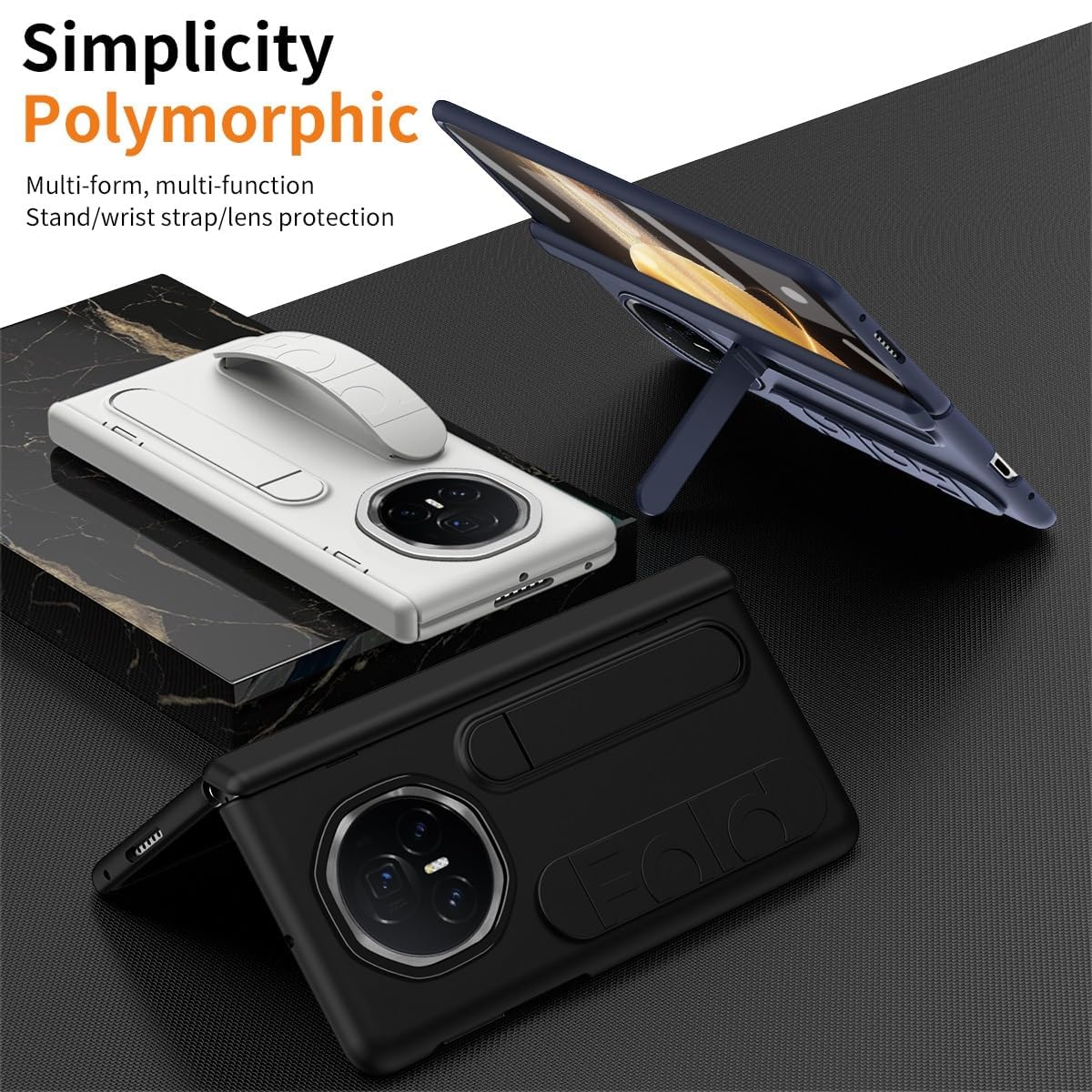 Hülle Für Honor Magic V3, Displayschutzfolie, Ganzkörper-Schutzhülle Mit Verstellbarem Ständer Und Fingerschlaufe, Handheld-Design, Stoßfeste, Schlanke Flip-Handyhülle,Grey