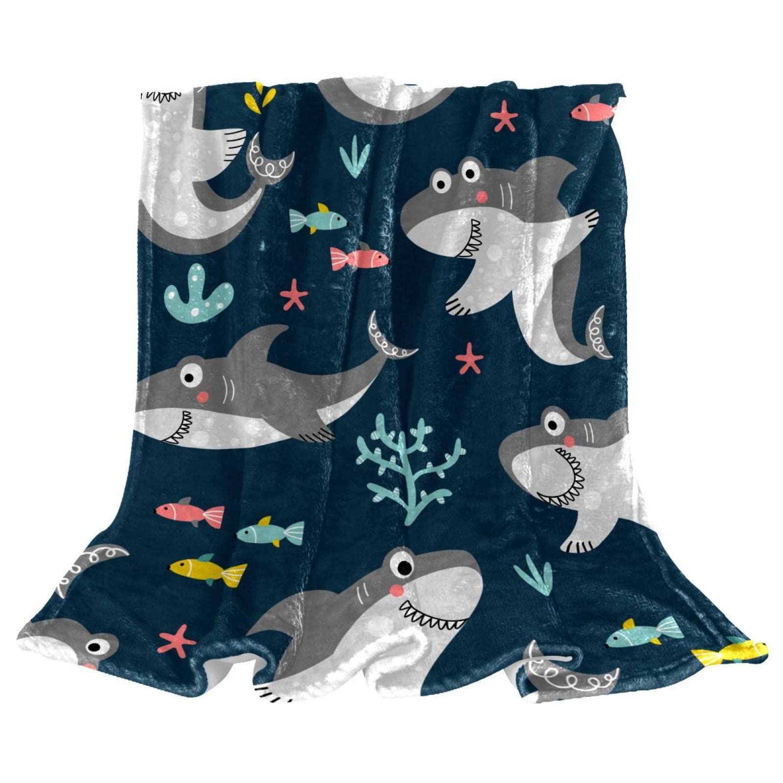 Couvre-lit requin en corail doux pour lit d'enfant thème océan