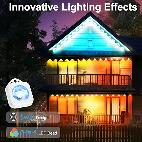 Miniatura 4 de Luces permanentes para exteriores, luces RGB inteligentes para exteriores con aleros de Navidad para casa con control remoto de aplicación, 50 pies