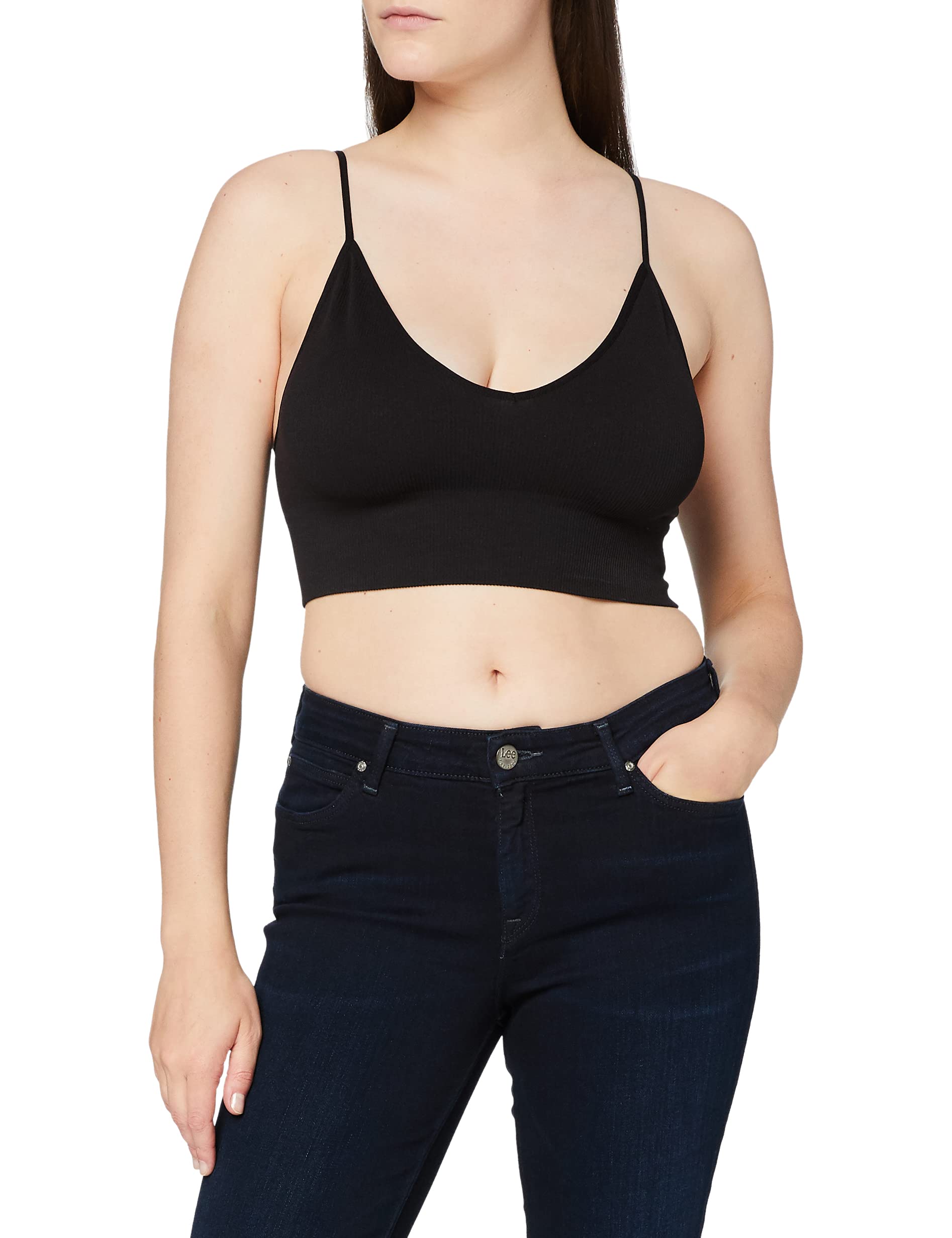 OnlyWomen's ONLVICKY RIB SEAMLESS V-NECK Underwear