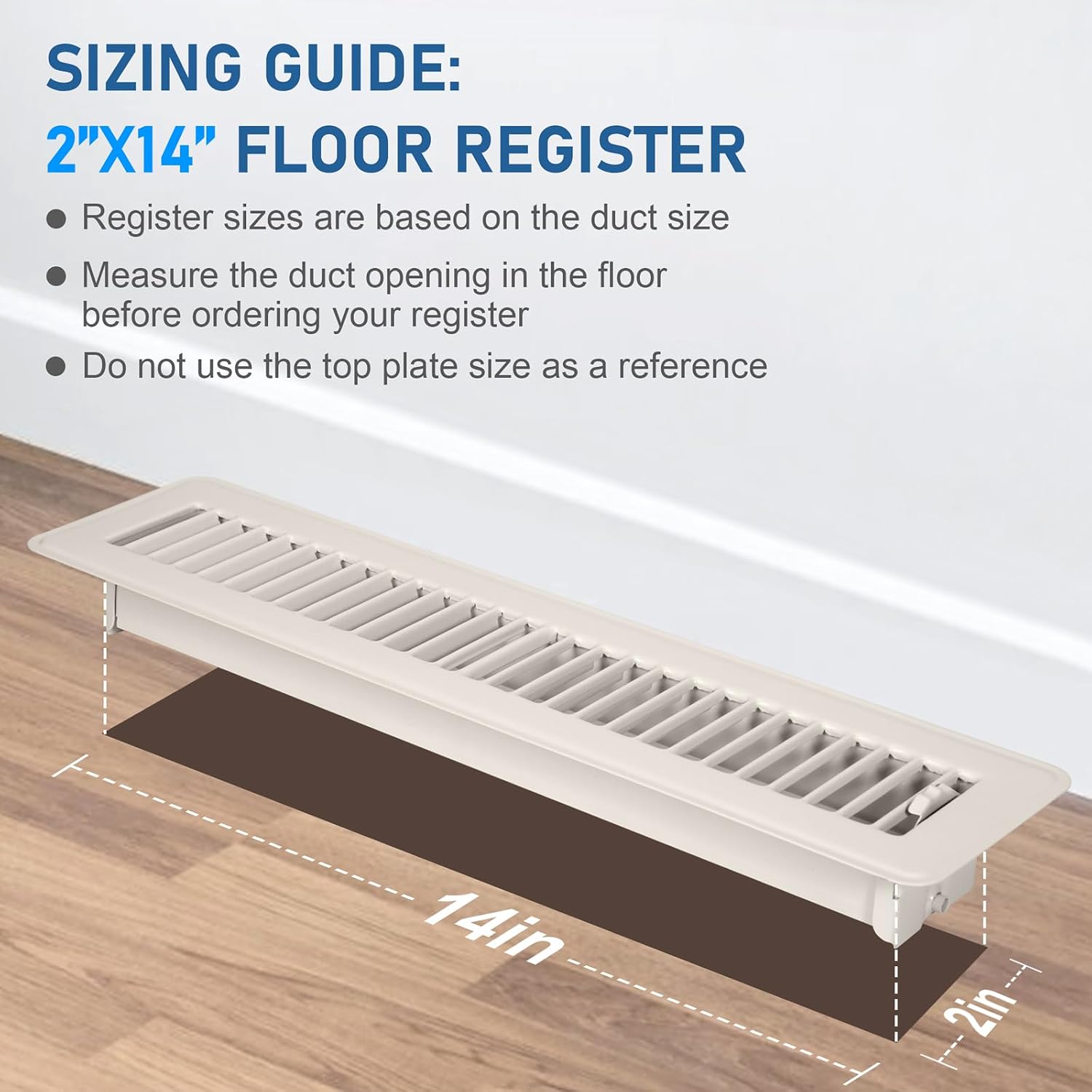 2x14 Floor Register, 4 Pack White Floor Vent Covers image 2