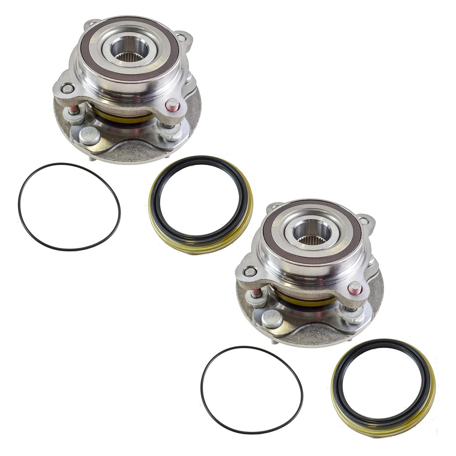 TRQ Front Wheel Hub Bearings Assembly Set Compatible with 2008-2021 Toyota Sequoia 2007-2021 Tundra