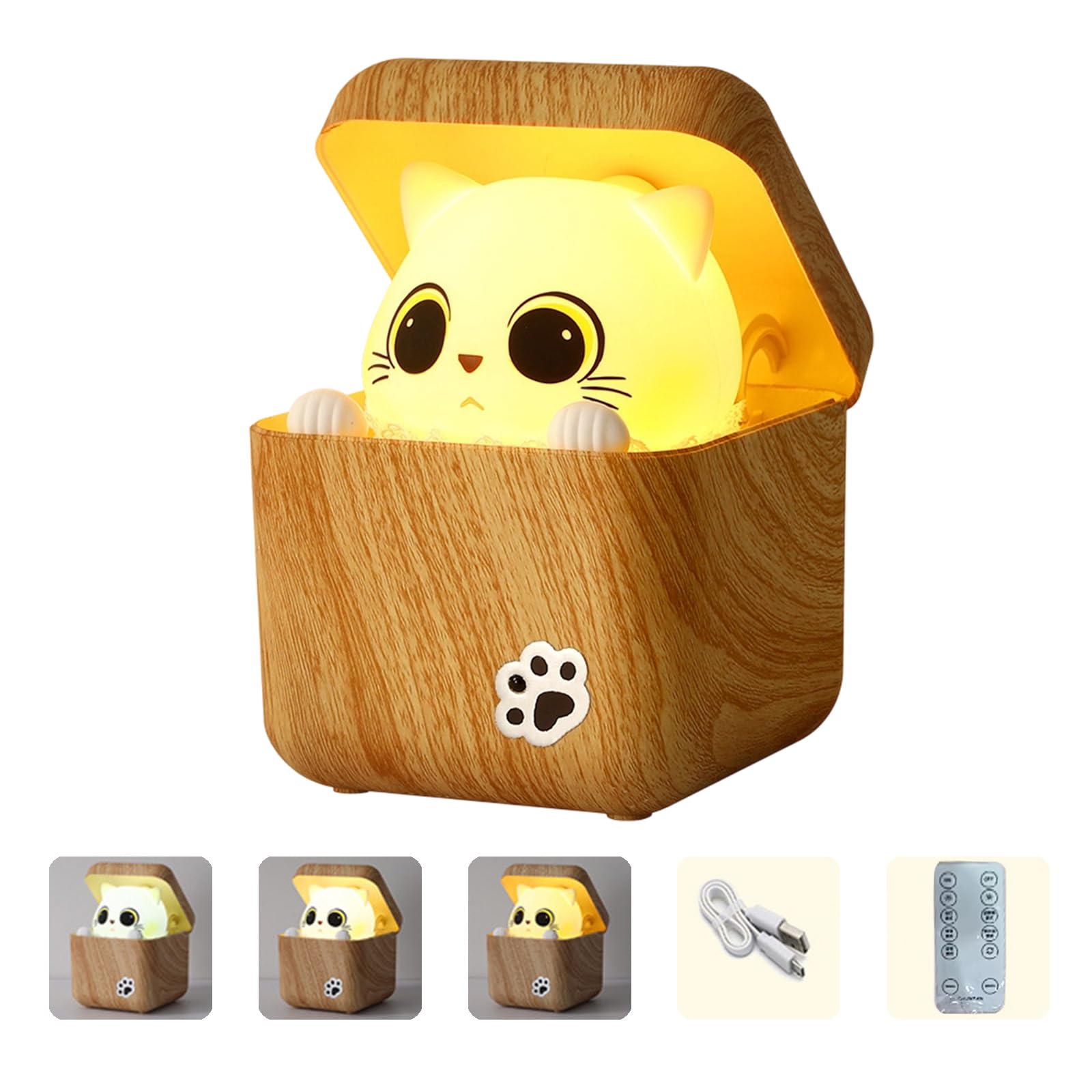 XuQiZZpp Rechargeable Dimmable Bedside Lamp LED Cats Night Lamp with 3 Temperature Color and Fun Game Texture for Home
