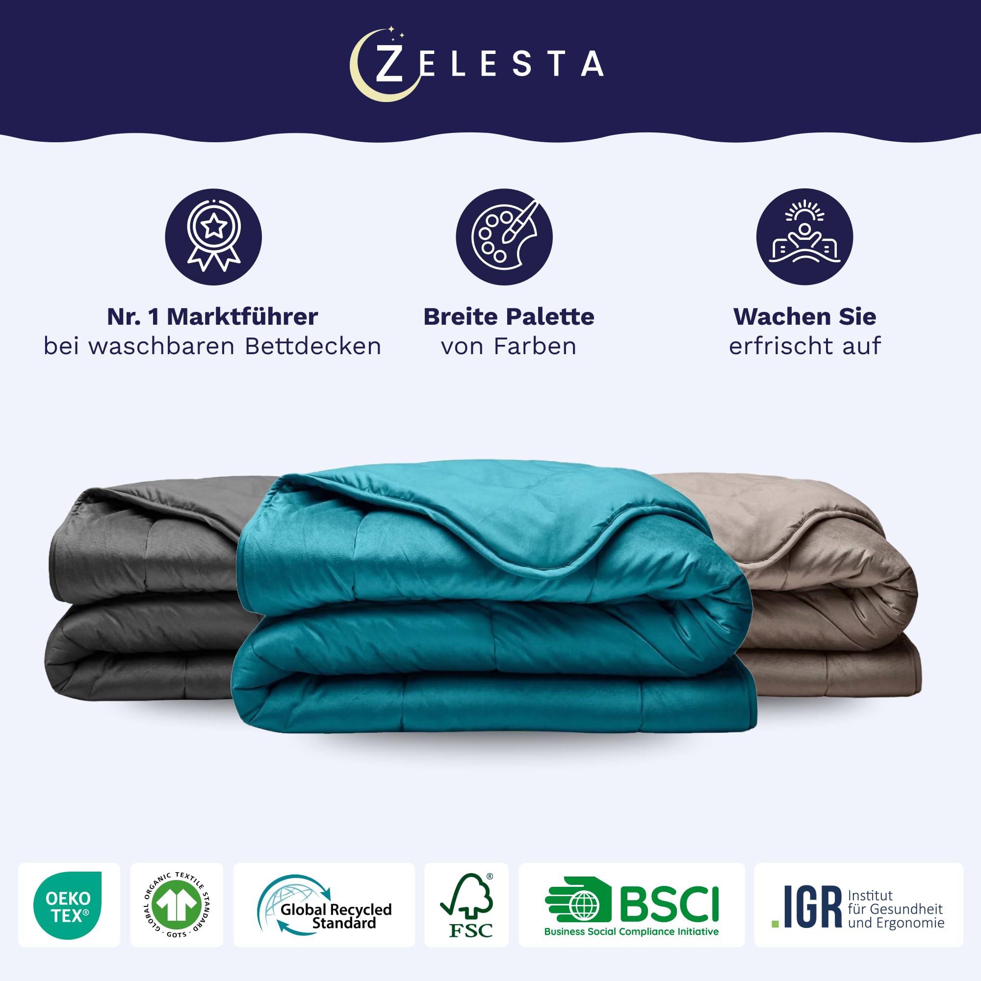 Zelesta Velvetbed Bettdecke ohne Bezug, aus Samt, waschbar, hypoallergen, für Winter und Sommer, warm, Anthrazit, 240 x 200 cm