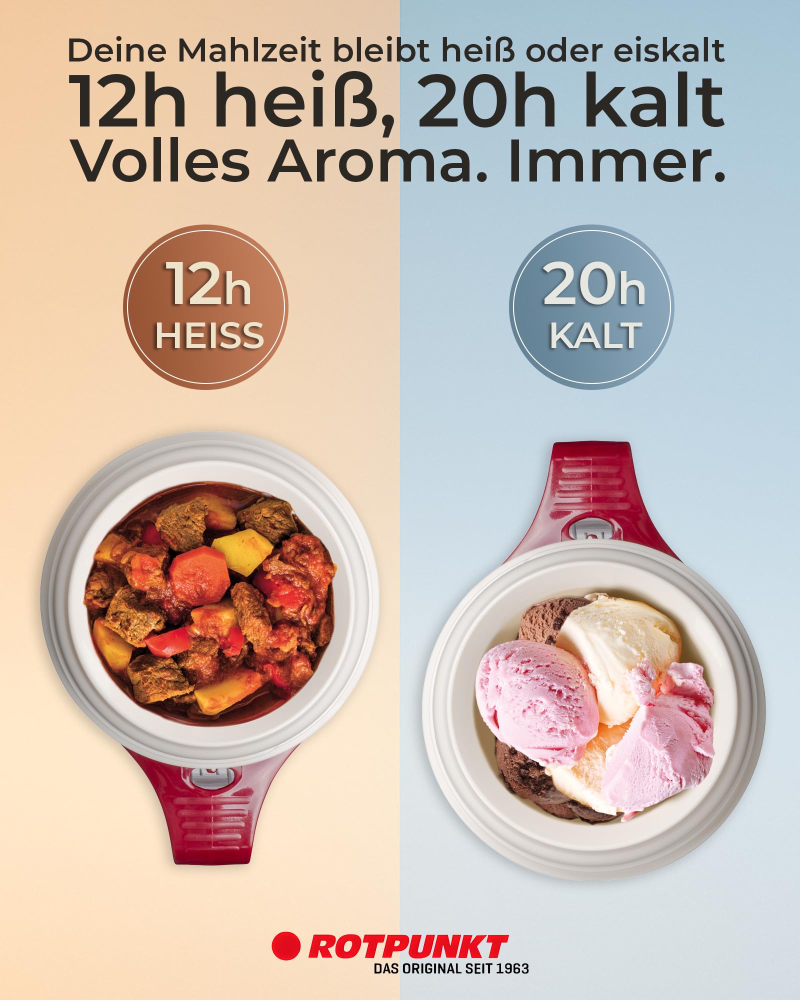 ROTPUNKT Thermobehälter für Essen 0,85L inkl. Löffel – Thermo Lunchbox Heiß & Kalt I Made in Germany I Hochwertiger Thermo Essensbehälter (Dirk 850, Plum)