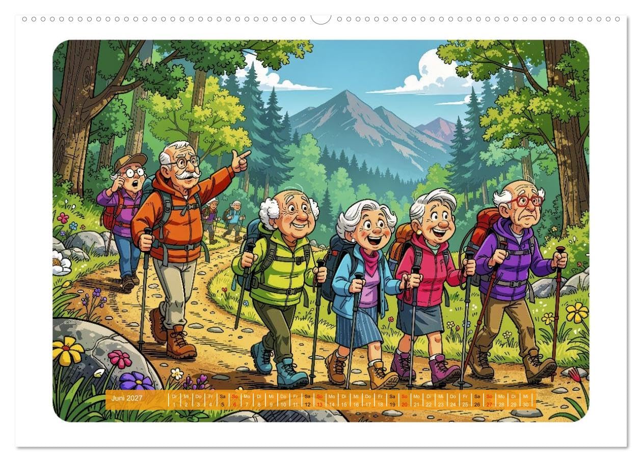 Charmante Rentner im Comic-Stil (hochwertiger Premium Wandkalender 2027 DIN A2 quer), Kunstdruck in Hochglanz: Fröhliche, liebevoll gezeichnete ... sie Gelassenheit. (CALVENDO Menschen)