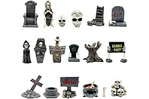 Suartus Miniature Halloween Fairy Garden Decorations, 18-Piece Ensemble