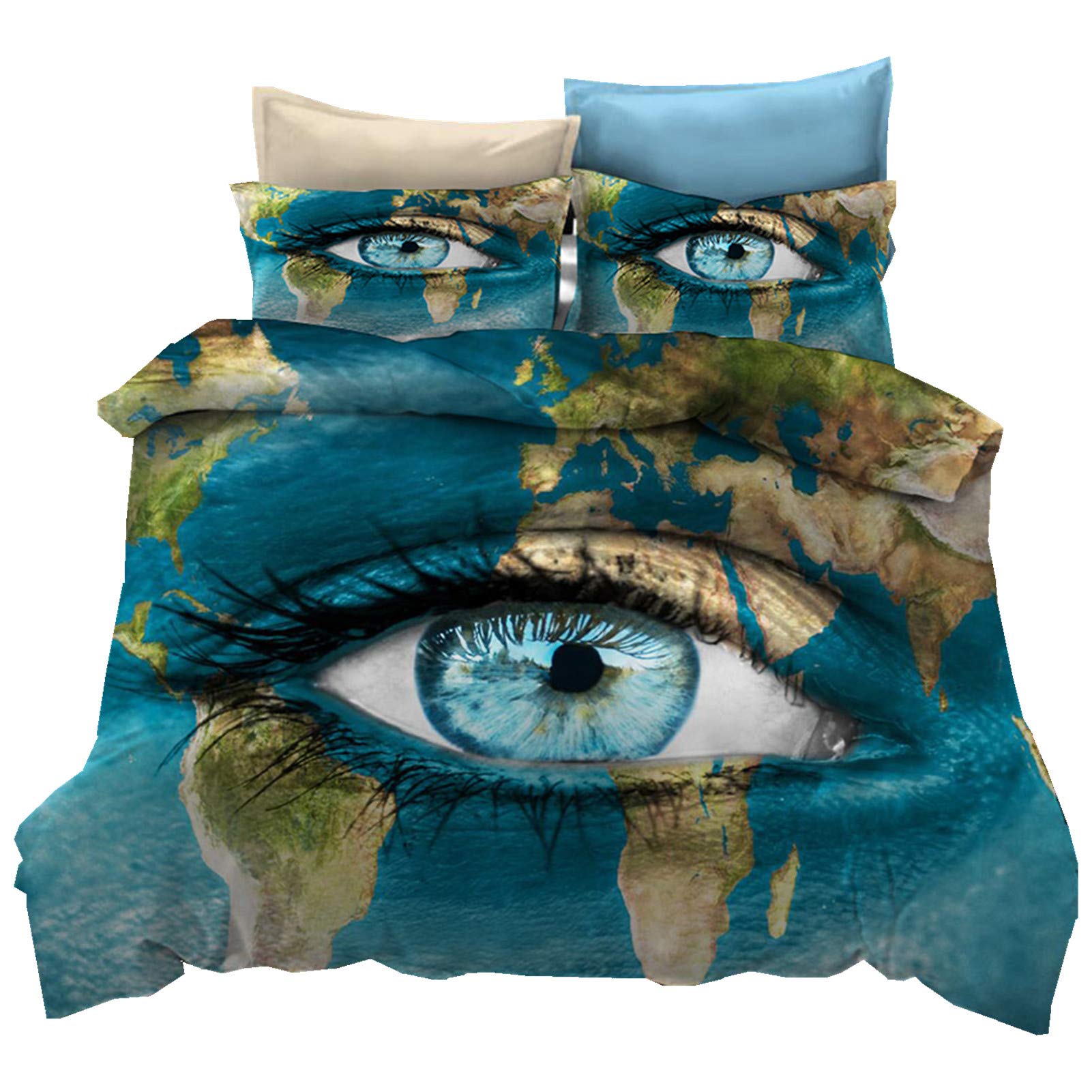 Housse de Couette Carte du Monde pour Évader la Chambre de Votre Enfant ou Adolescent