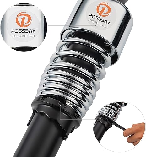 Miniatura 5 de Possbay amortiguador de motocicleta, amortiguador trasero de motocicleta 10.5"/267mm, suspensión trasera universal 1 par, negro y plateado