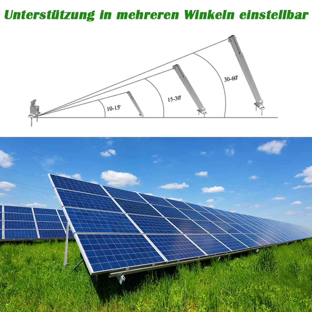Opstanding zonnepaneelhouder balkonkrachtcentrale plat dak PV STELB 15-30° (2 panelen SET 15°-30°) zwart aluminium