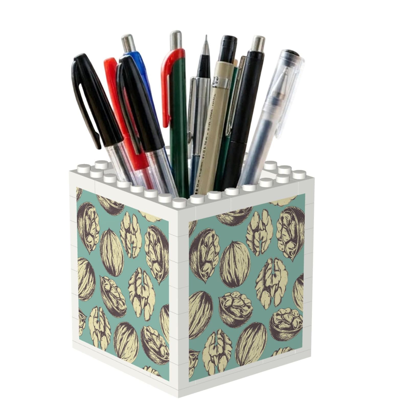 Poadnly Hand Painted Walnuts, Pen Pot Pencil Holder for Office Home School, Compact Desk Organiser for Office Stationery