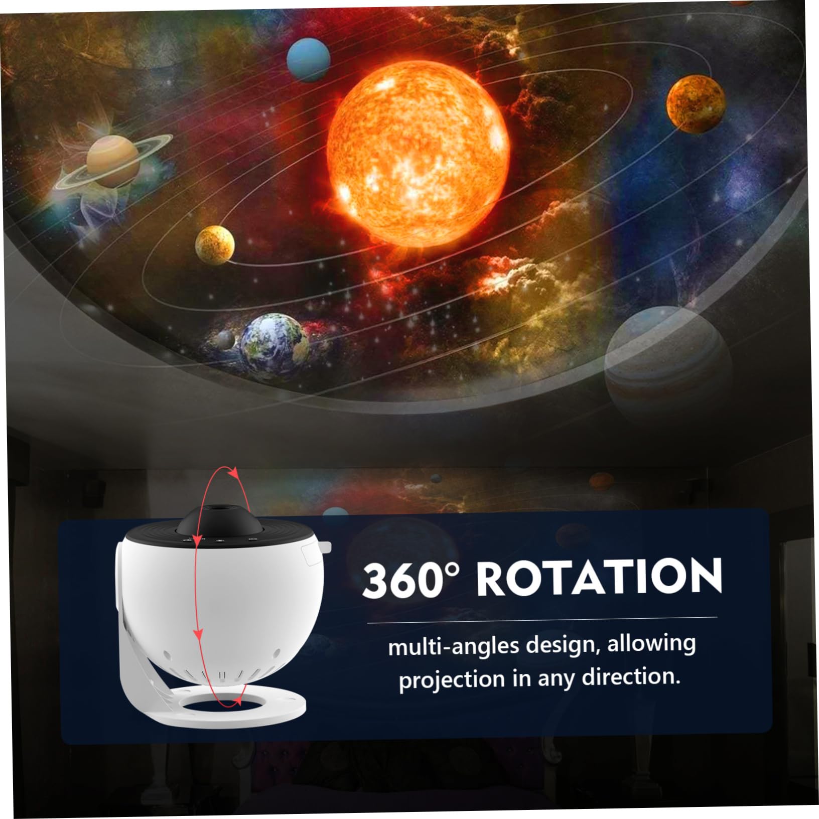 Housoutil Proyector de Estrellas de Nebulosa 1 Set Abs PC con Luz Nocturna | Rotación 360°, Silencio bajo 30 Db, 12 Discos y Cable Usb, Blanco