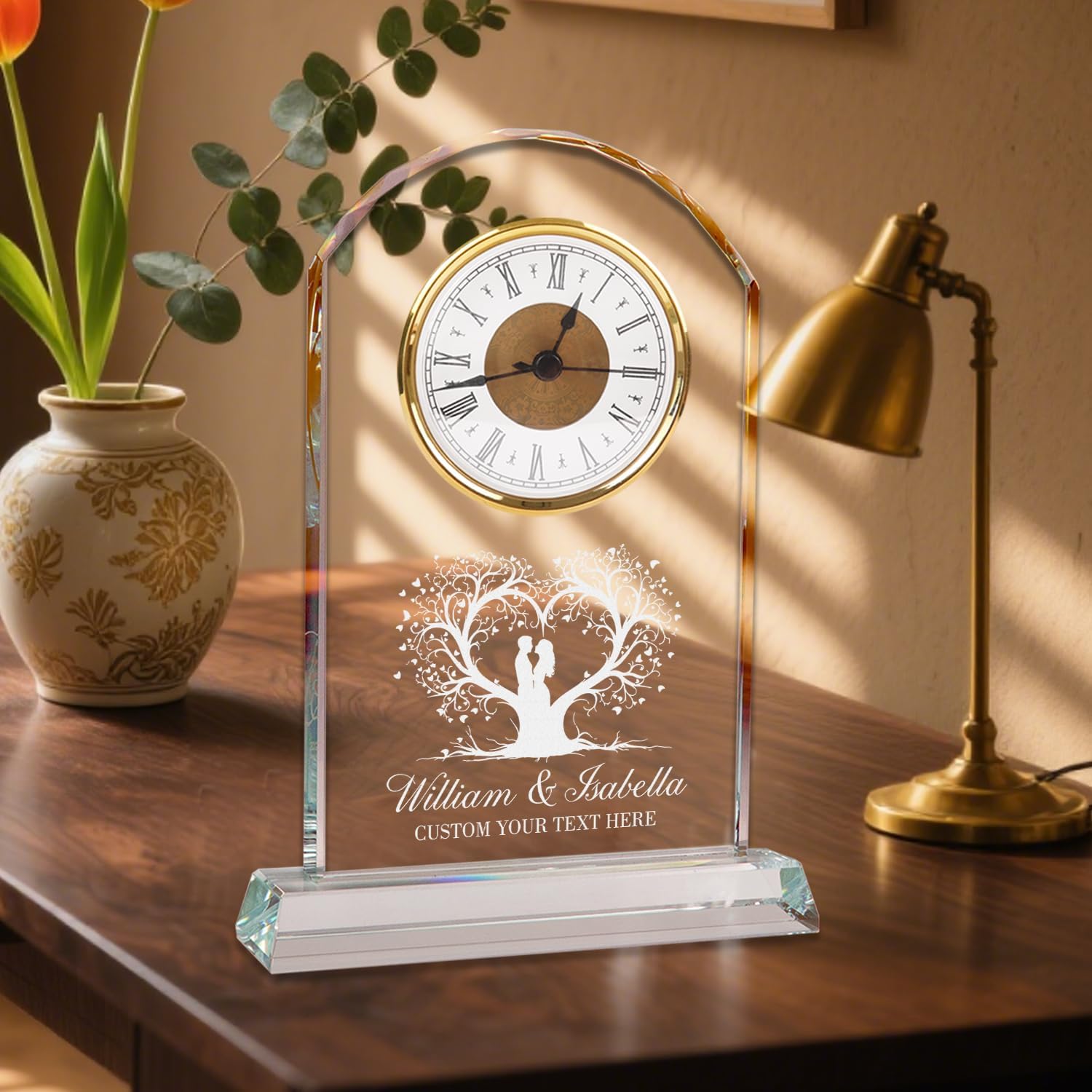 Wedding Gifts for Couples 2026, Personalized Clock for Anniversary, Custom Crystal Clock, Wedding, Perfect Romantic Present for Couples