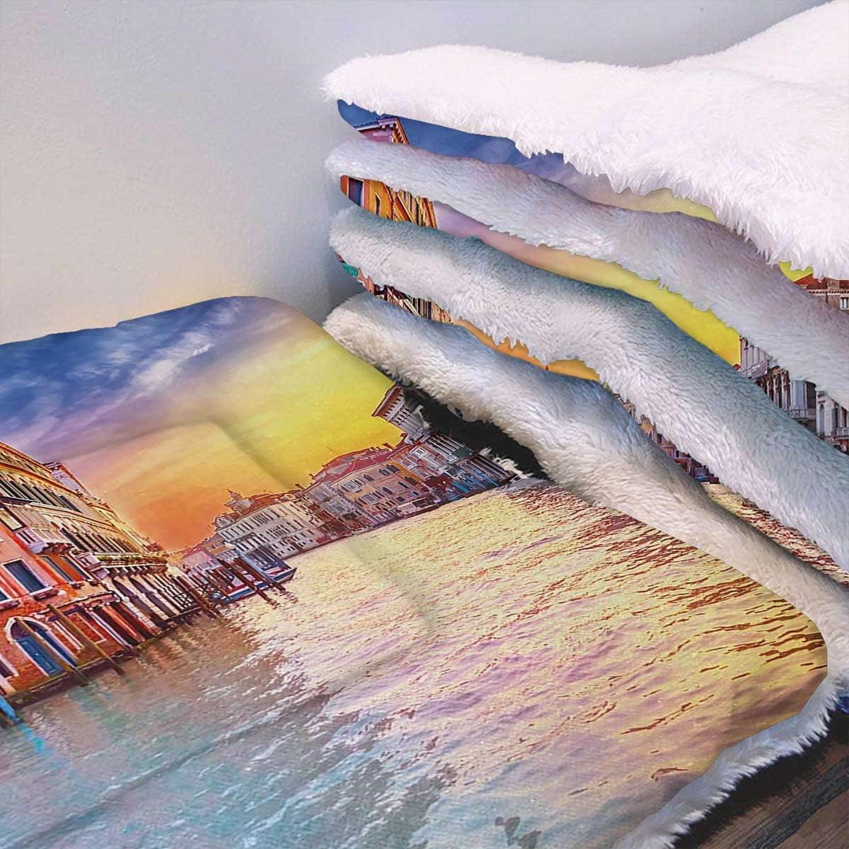 review Blue and Orange Dog Bed Mat Historical Buildings Famous Town Scenery Cozy Self Heating Warming Kitty Kitten Puppy Small Dog Bed European 18