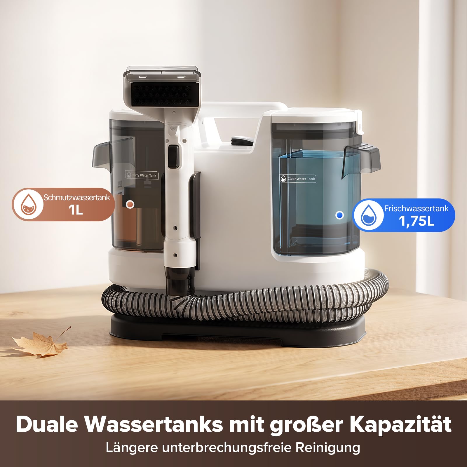 Lubluelu Nasssauger Polsterreiniger, 22 kPa, 600 W, mit Selbstreinigung | Upgrade Nasssauger Waschsauger mit langem Schlauch, großen Wassertanks und leichtem Design für Teppiche, Sofas und Autos.