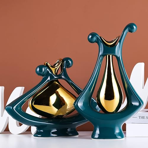 Miniatura 6 de Jarrón de cerámica abstracto, florero moderno, florero blanco y plateado, jarrón moderno para decoración del hogar para centro de mesa de comedor,