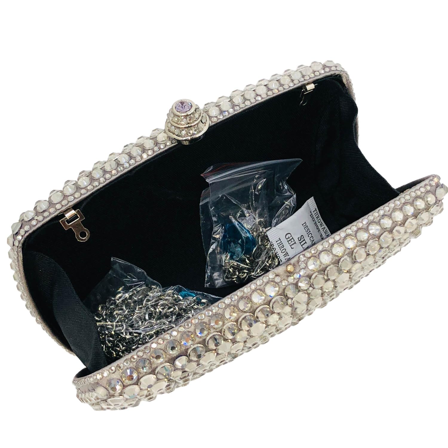 Boutique De FGG Mini bolso de mano de cristal para mujer, formal, con diamantes de imitación, bolso de noche para boda y fiesta