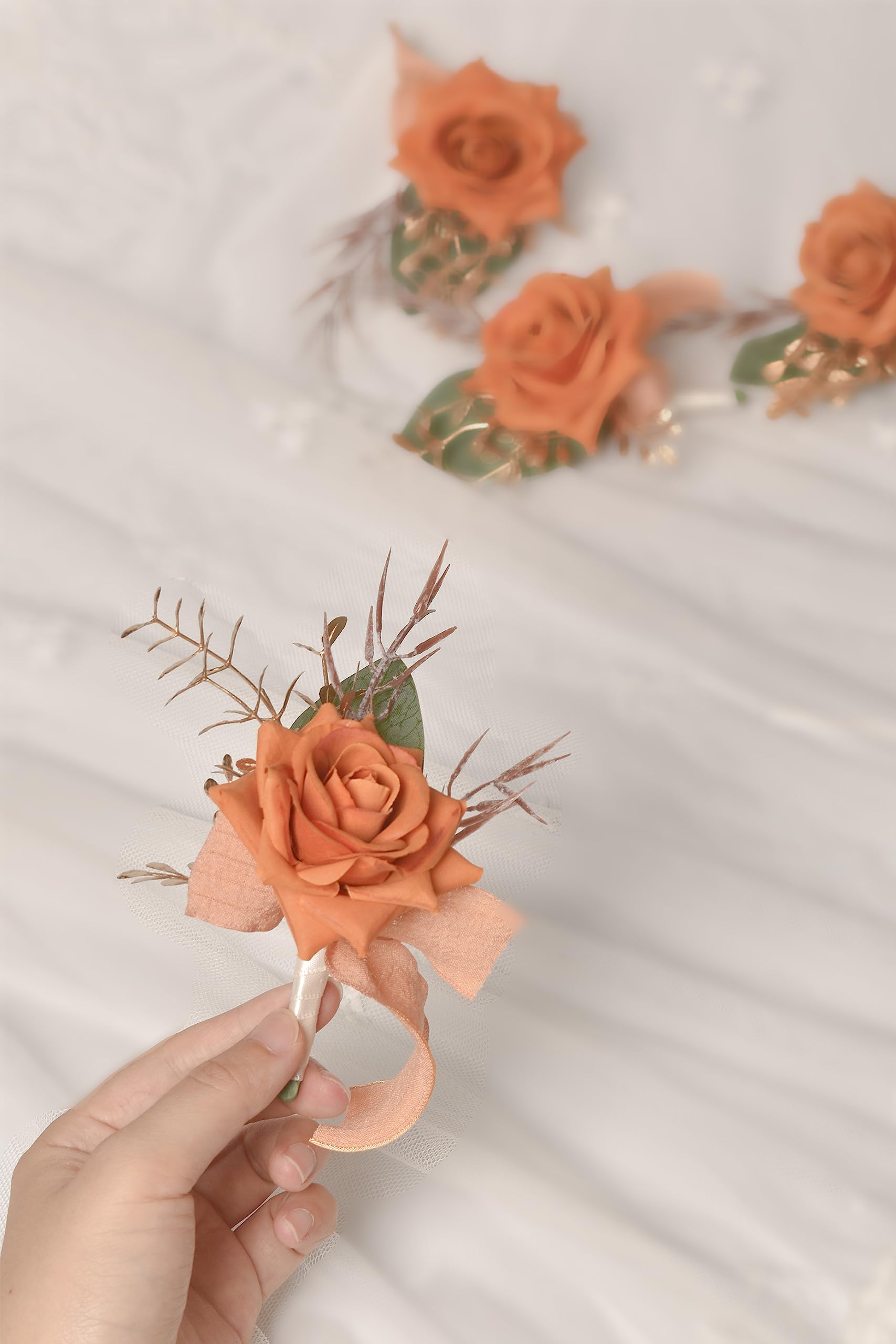 Corsage And Boutonniere Set Pink 2PCS Rose Boutonnieres For Men Wedding  Groom And Groomsmen White Baby Breath Flowers, image size:1707x2560