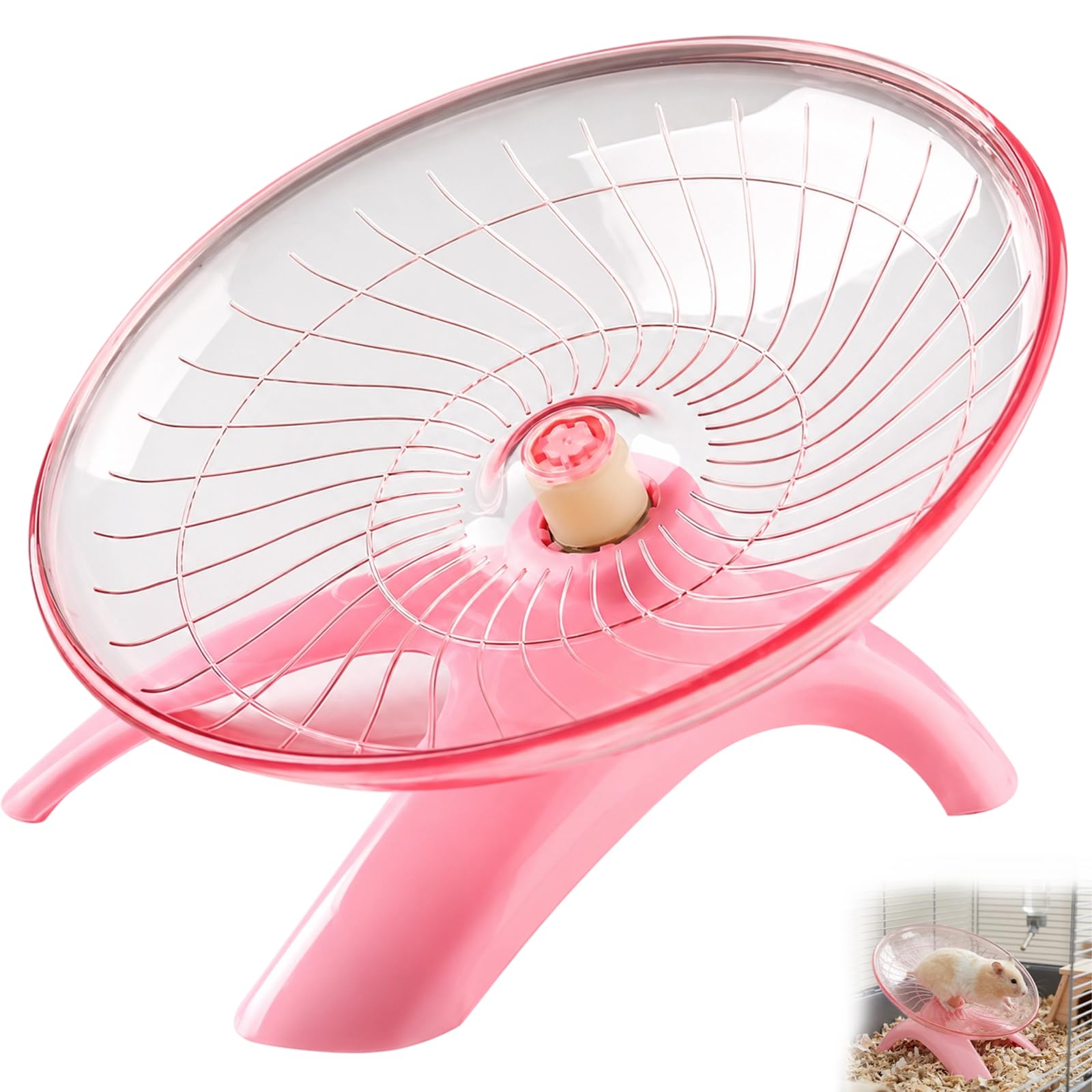 Hamster Wheel, Silent Hamster Wheel for Syrian Hamsters, Large Hamster Wheel for Dwarf Hamsters, Spacious Flying Saucer Design with Smooth Running Surface, Durable Construction for Small Pet Enclosure