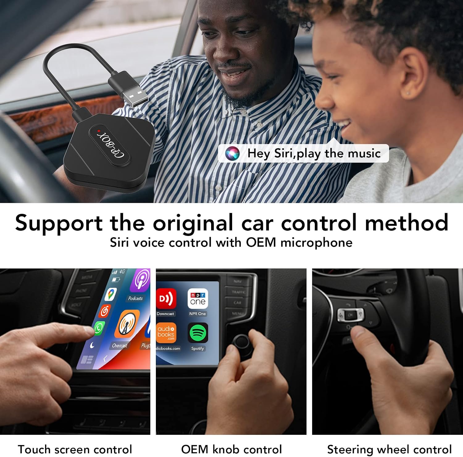 Wireless CarPlay Adapter Compatible with Apple iPhone Car Play Dongle