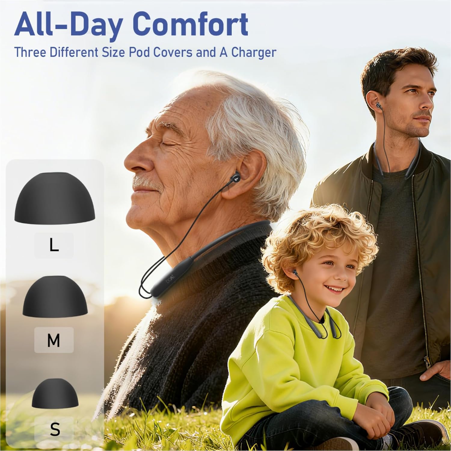 Neckband Earbuds Bluetooth with Stereo Sound,Headphones Wireless with 60 Hours Playtime,Wireless Headphones,Ear Buds Wireless Bluetooth Earbuds (Black3) - Image 6