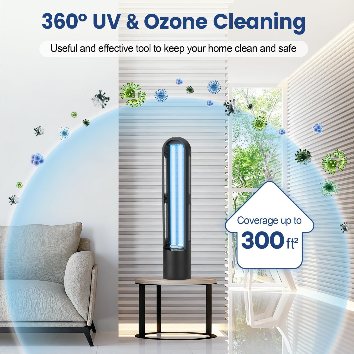 SalonDepot UV Light Sanitizer 38W Dust Mites Remover, Ultraviolet Light with 3 Speed Timer Setting for Bedroom, Kitchen & Office