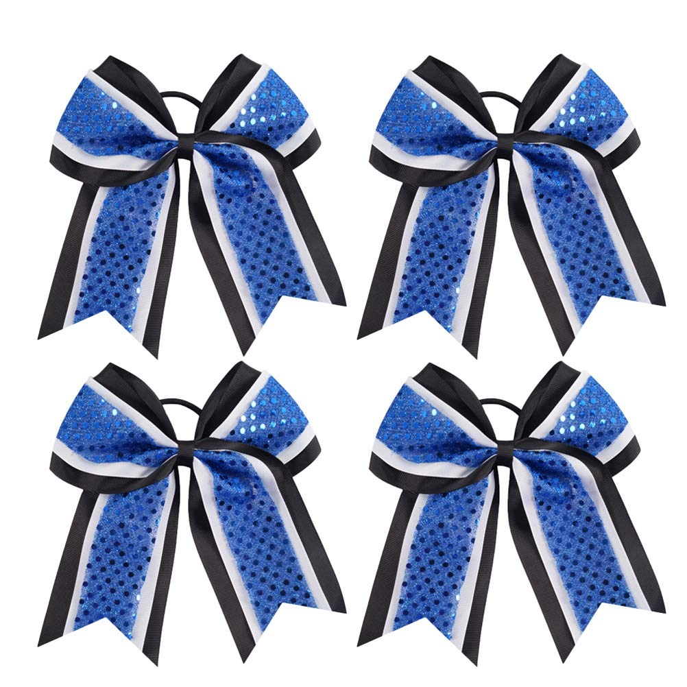 Lurrose 4pcs Large Colorful Bow Hair Ties Shiny Sequin Decor Elastic