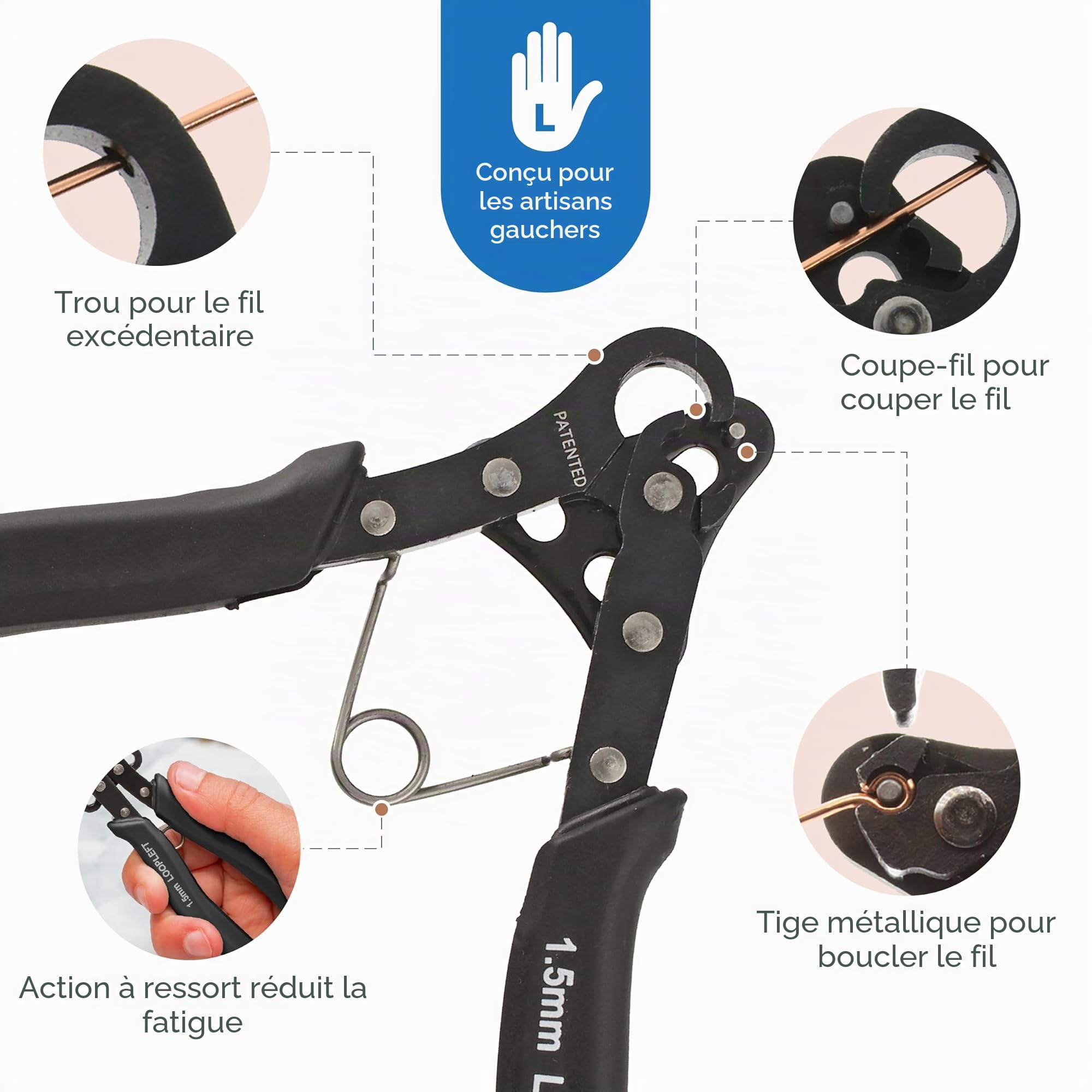The Beadsmith Looper original pour gaucher à une étape | Créez et découpez des boucles régulières de 1,5 mm pour la fabrication de bijoux. À utiliser avec du fil de 24 à 18 g.