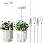 LORDEM Grow Light, Full Spectrum LED Plant Light for Indoor Plants, Height Adjustable Growing Lamp with Auto On/Off Timer 4/8/12H, 4 Dimmable Brightness, Ideal for Small Plants, 2 Packs