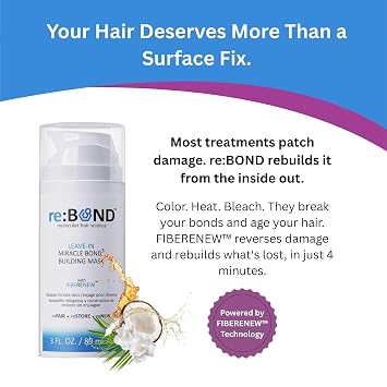 reBOND Leave-in Miracle Bond Building Hair Mask- 4 minute Repair Treatment Deep Conditioning for Bleached, Damaged, Dry, Colored or Frizzy Hair - Set includes: 3oz + .34oz