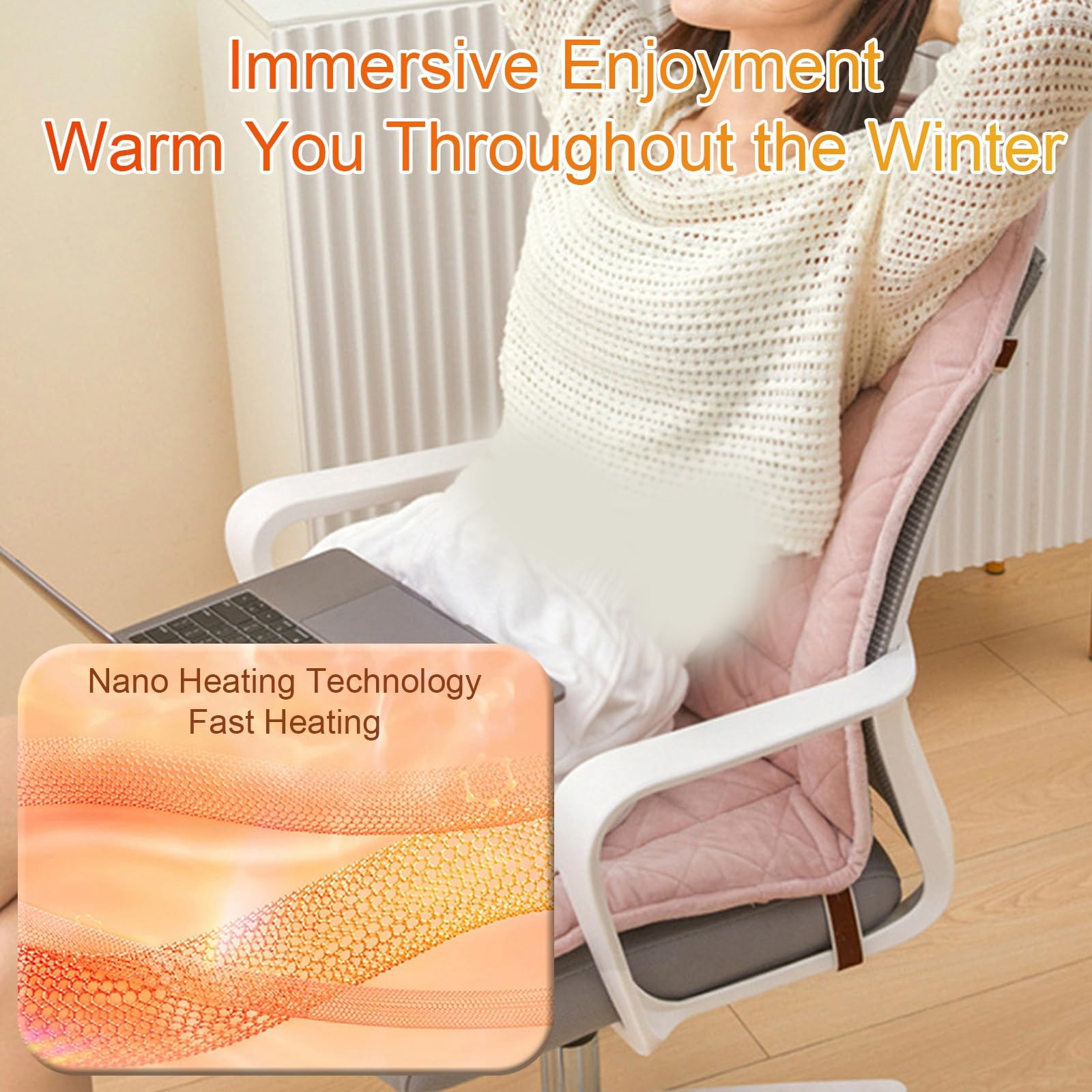 5V Coussin Chauffant pour Chaise de Bureau, Heating Pad avec 3 Réglages de Température et 3 Temporisations, Tapis Chauffant USB pour la Maison(Green)