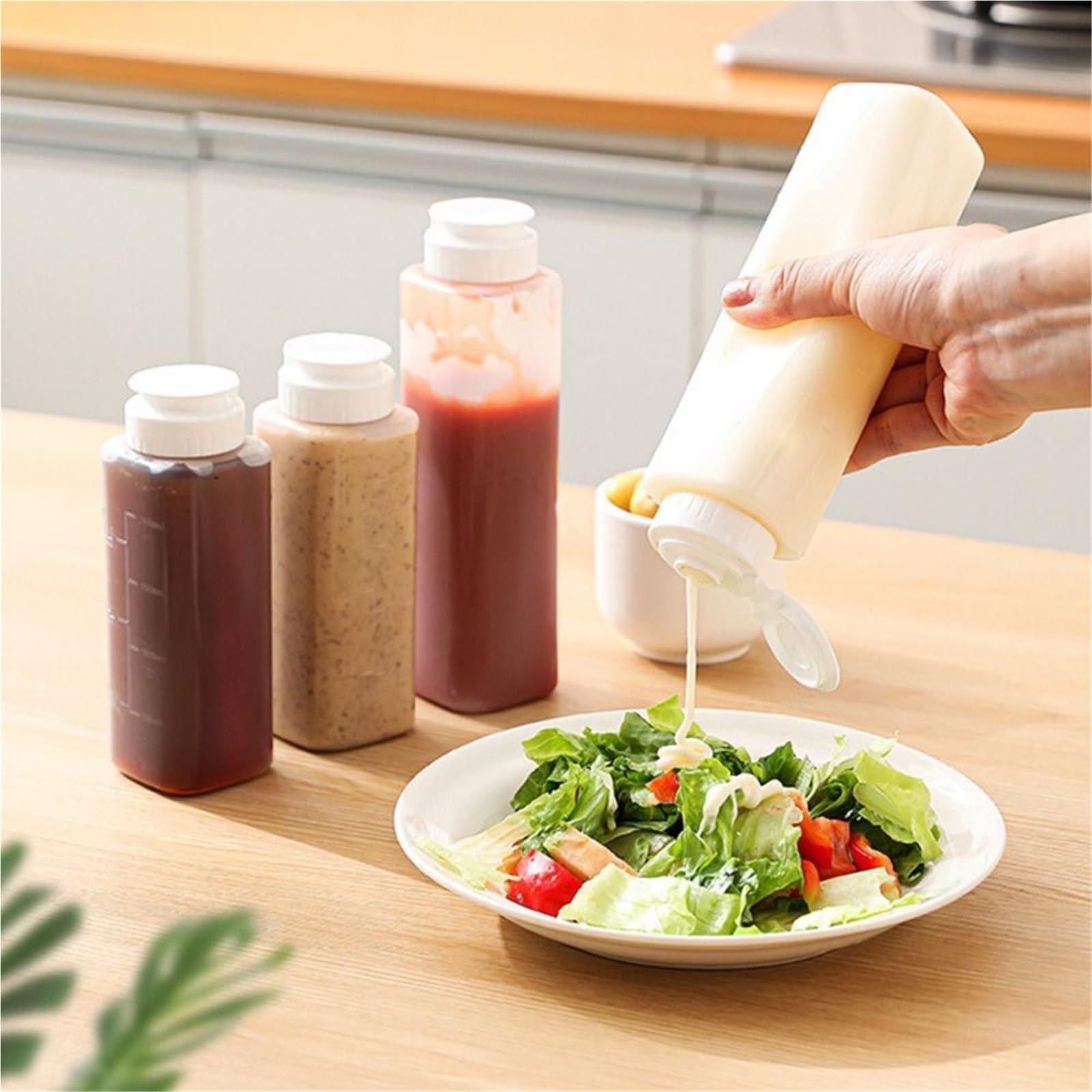10 Uds. Botellas exprimibles for condimentos, salsas de mostaza y ketchup, botella extruida for, pulverizador aceite oliva para Salsa(300ML)