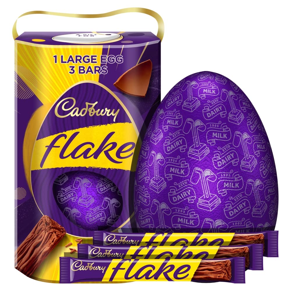 CadburyFlake Milk Chocolate Easter Egg, Includes 1 Large Egg and 3 Chocolate Bars, 232 g (Pack of 1)