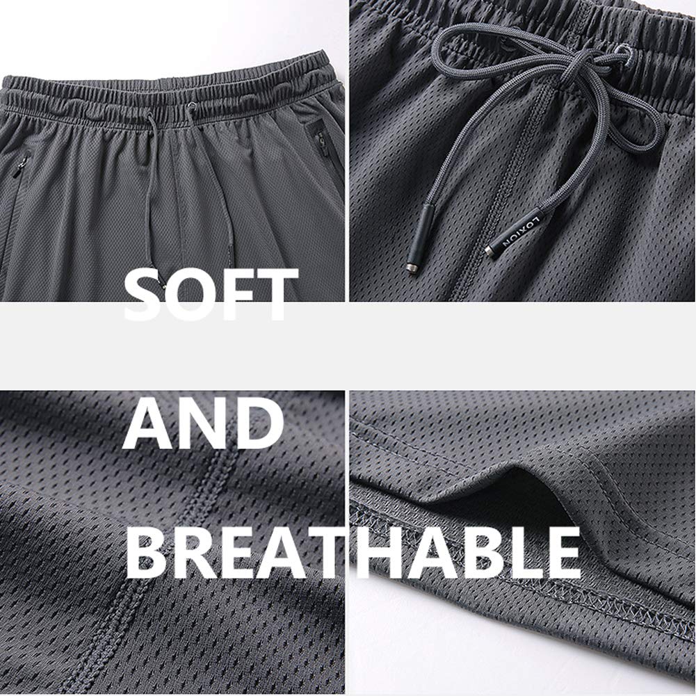 rismart Uomo Asciugatura Veloce Pantaloncini Allenarsi Passeggio Sportivo Pantaloni Corti con Cerniera Tasca
