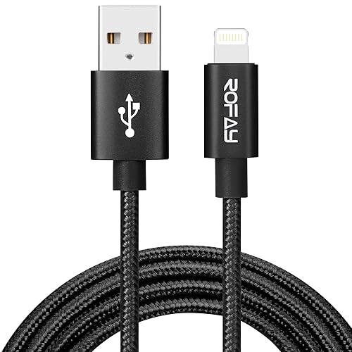 ROFAY Cable de carga de iPhone de 2 pies certificado MFI de nailon trenzado de alta velocidad USB-A a Lightning de 2 pies compatible con iPhone 14