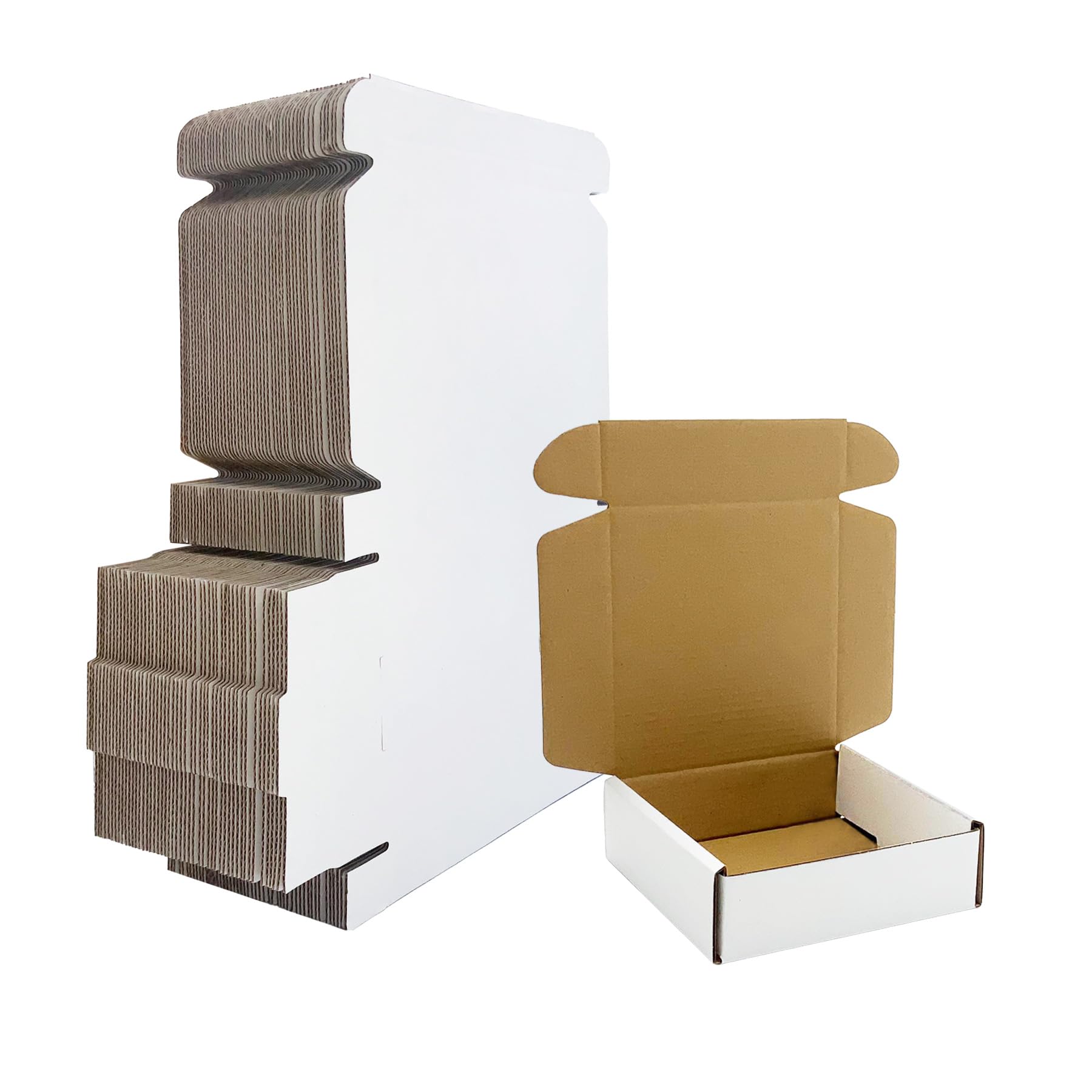 5x5x1,5 kleine weiße Versandkartons 50 Stück Wellpappkartons Bulk für Verpackung Geschäftspost Geschenk Mini Versandkartons für Verpackungsbedarf